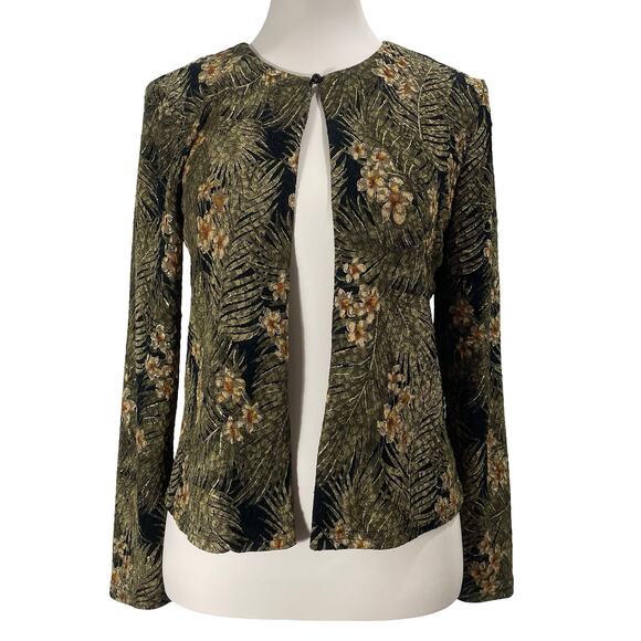 Vintage 90s MSK Women's Floral Open Cardigan Crepe Topper Evening Jacket  Medium - Picture 10 of 13